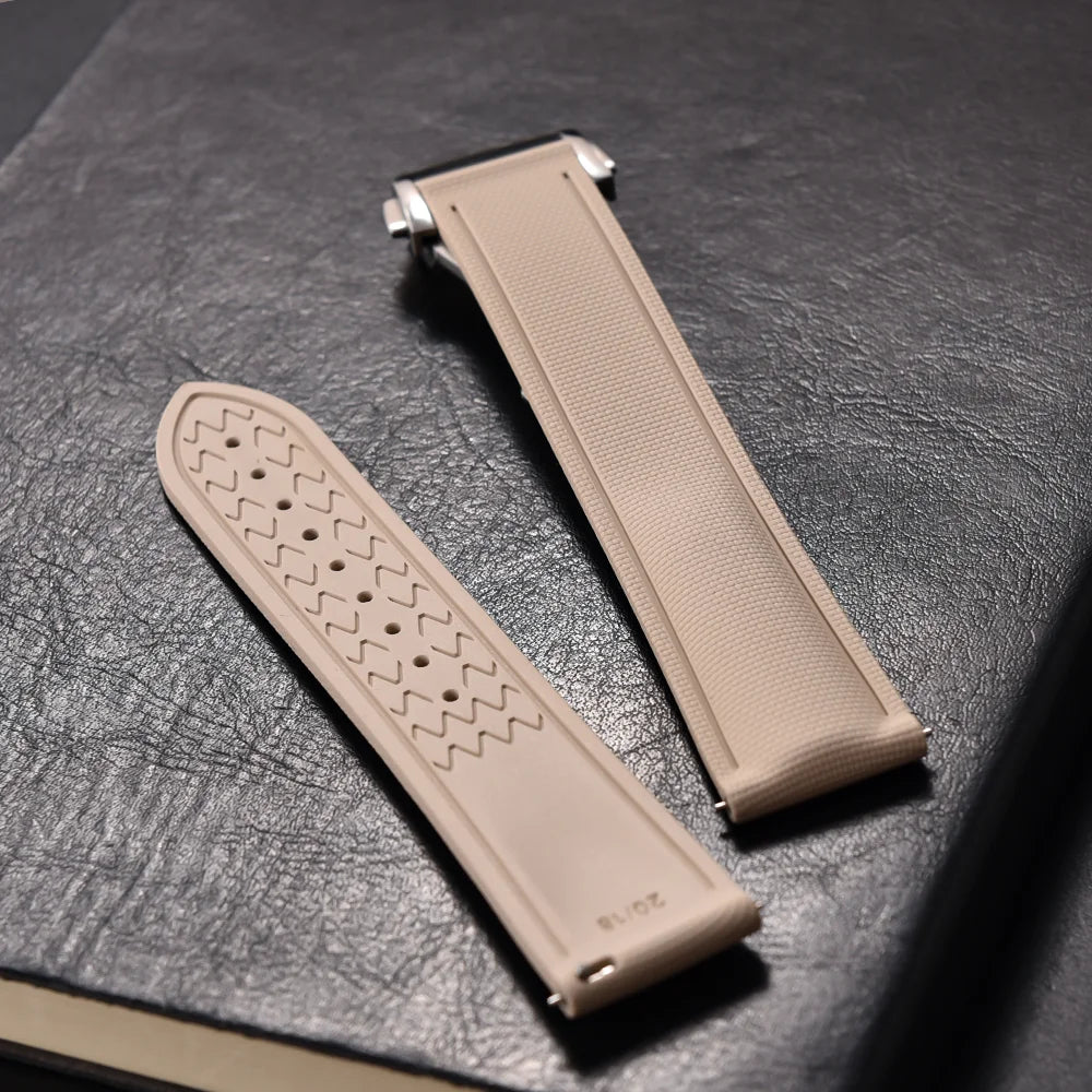 FKM Rubber Watch Strap 20mm–22mm – Quick Release, Folding Clasp Option-Straptique-Viva Timepiece