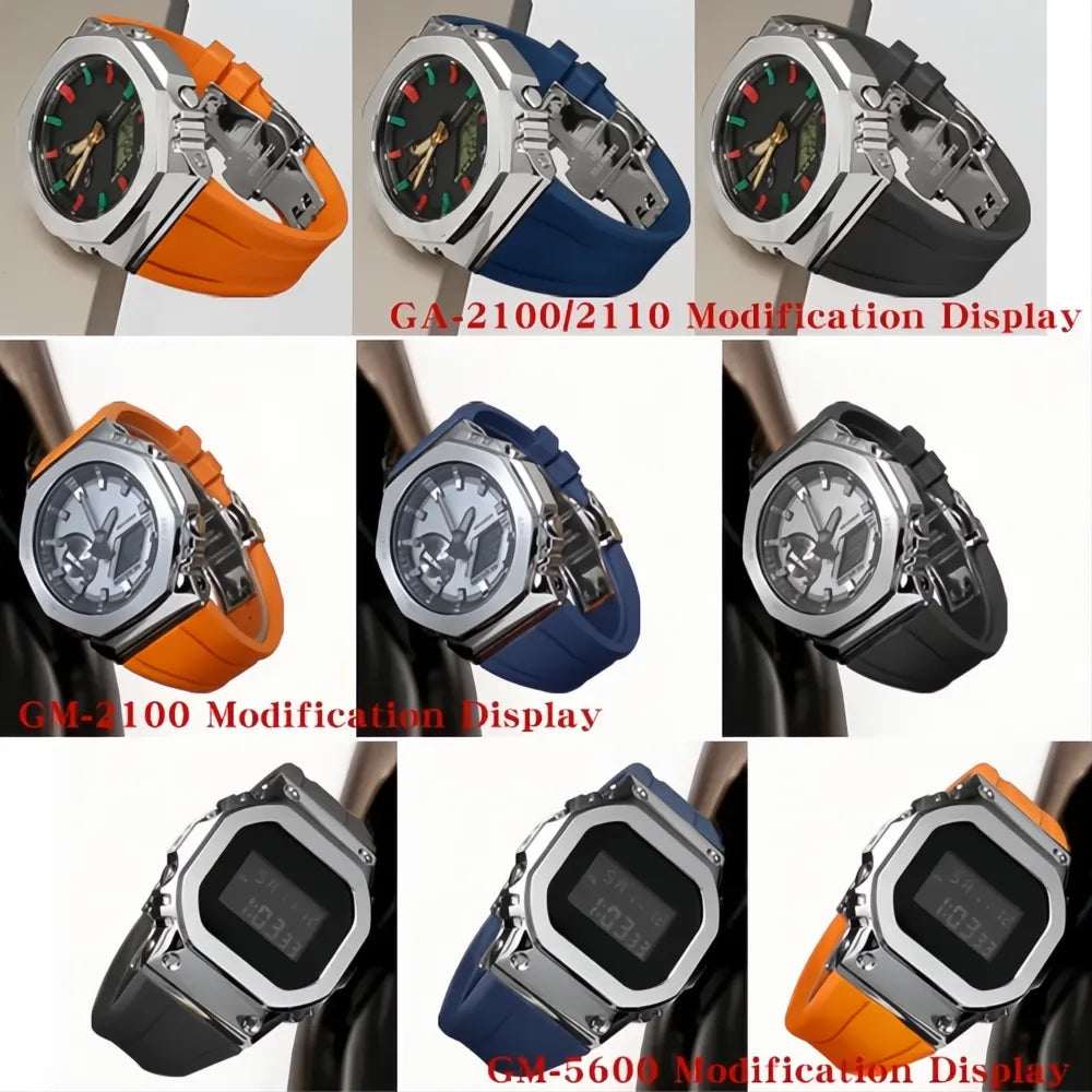 Fluororubber Sport Watch Band Compatible with GA2100 GM2100 GM-5600 Series-VivaStraps-Viva Timepiece