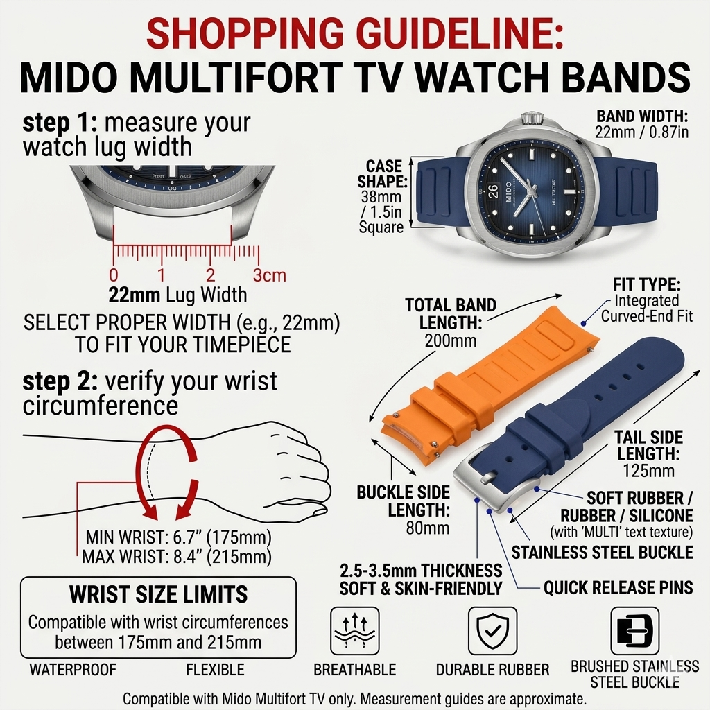 Curved Rubber Watch Strap 22mm – Compatible with Multifort TV