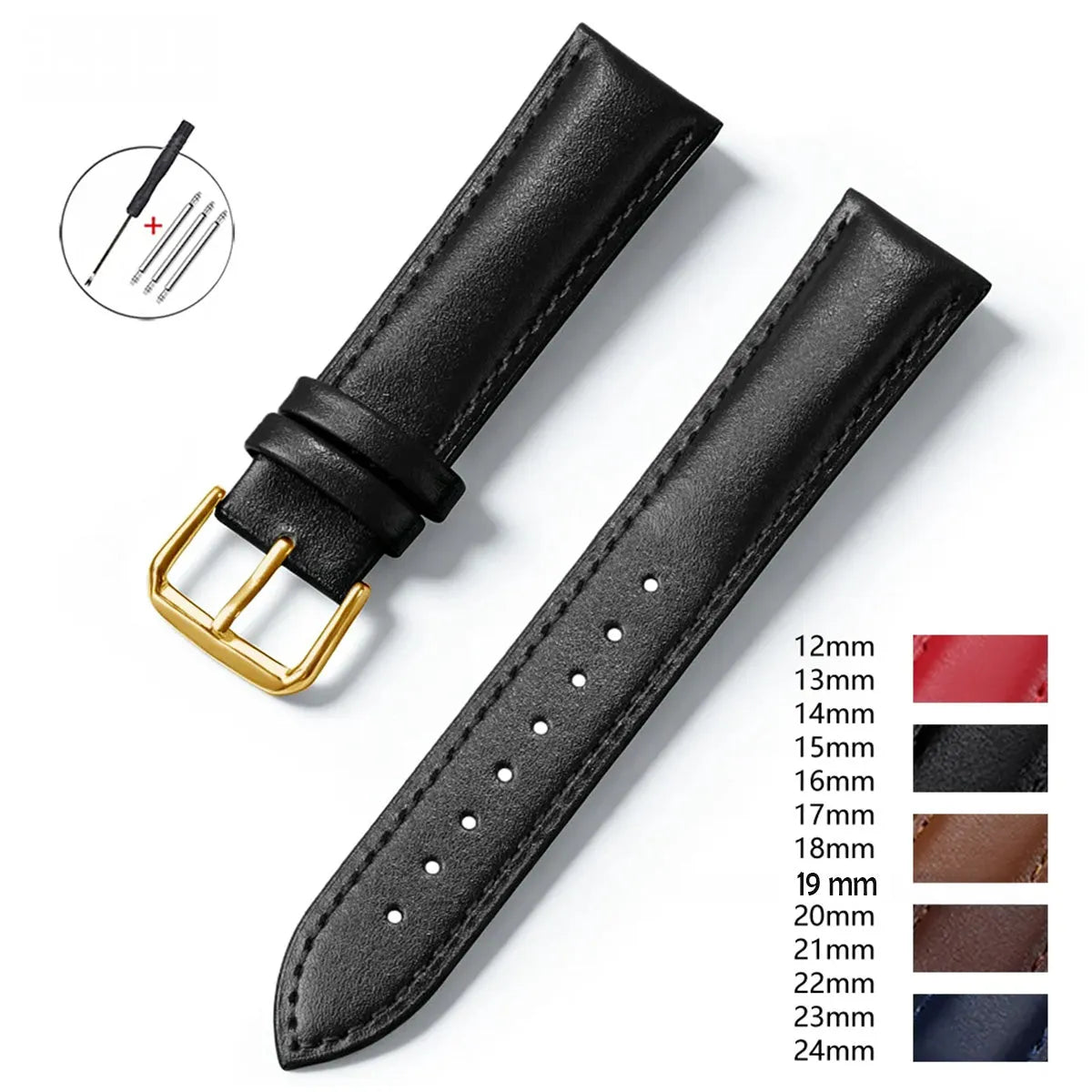 Genuine Calfskin Leather Watch Strap 12mm–24mm – Universal Fit