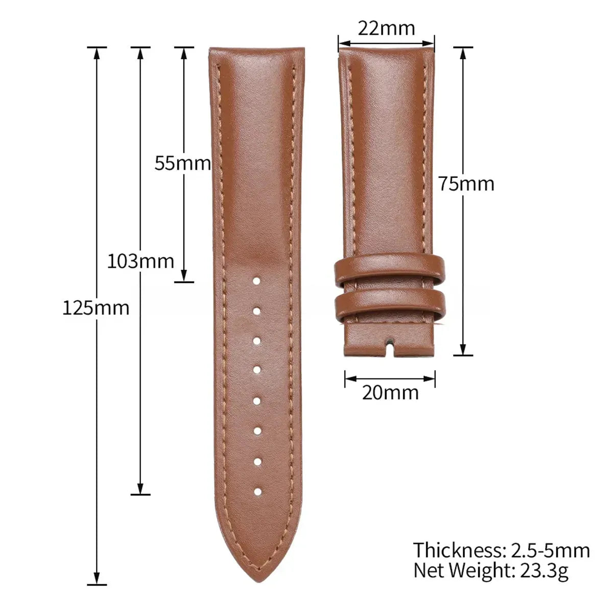 Genuine Calfskin Leather Watch Strap 12mm–24mm – Universal Fit