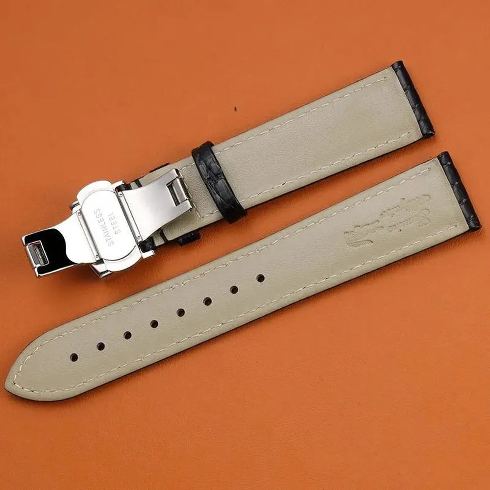 Genuine Crocodile Leather Watch Strap 12–22mm – Butterfly Clasp-Watch Bands-VivaStraps-Viva Timepiece