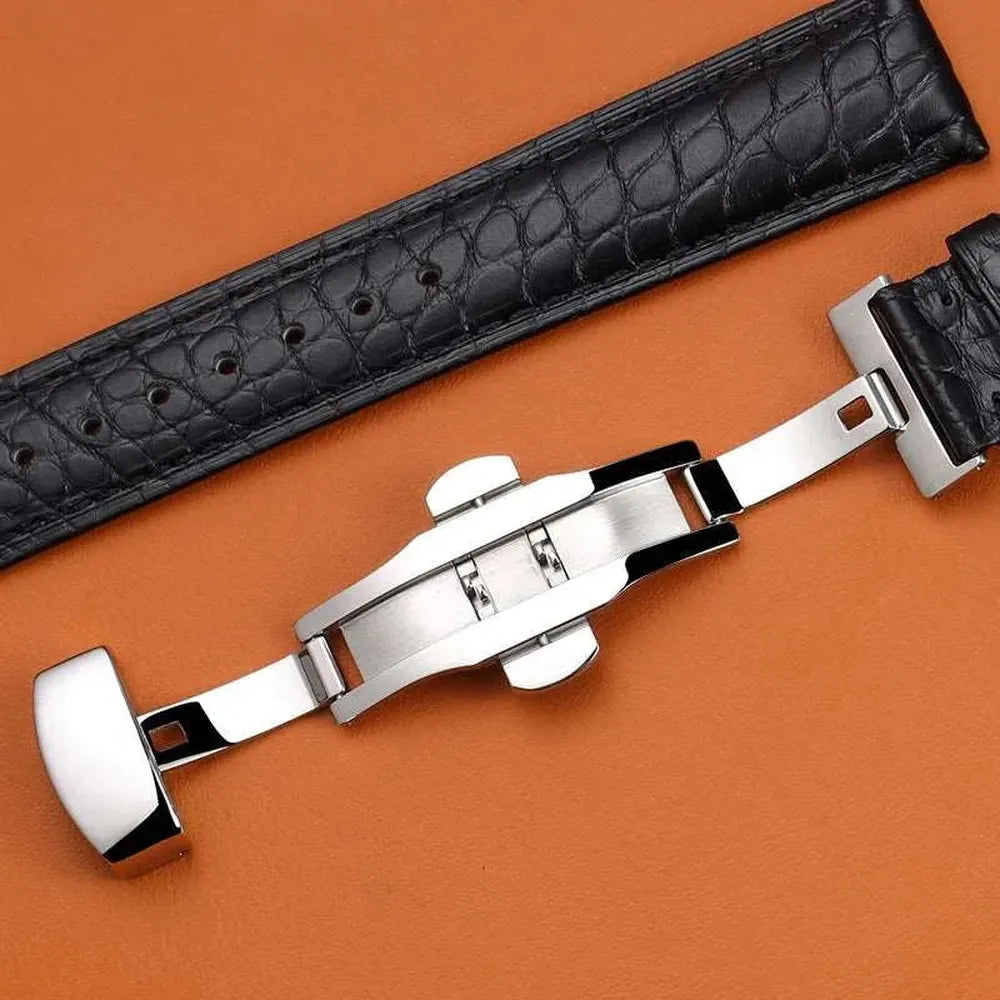 Genuine Crocodile Leather Watch Strap 12–22mm – Butterfly Clasp-Watch Bands-VivaStraps-Viva Timepiece