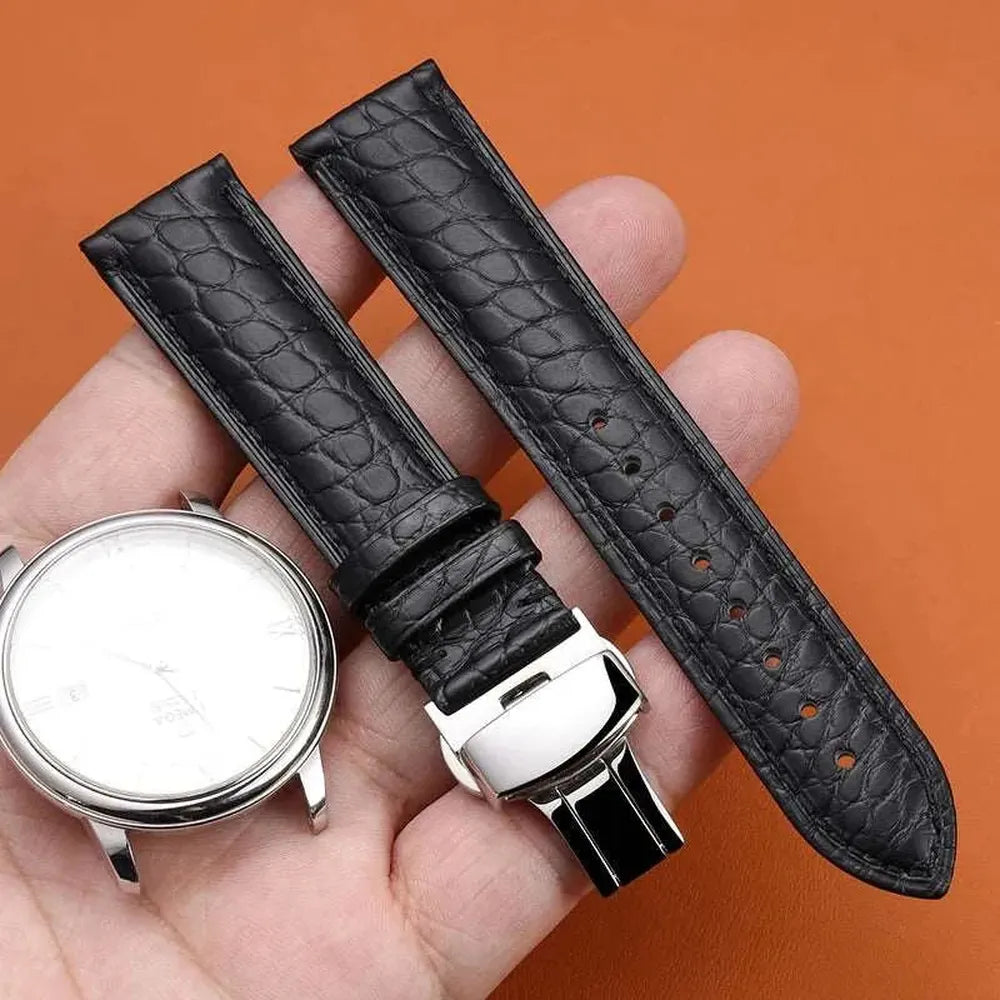Genuine Crocodile Leather Watch Strap 12–22mm – Butterfly Clasp-Watch Bands-VivaStraps-Viva Timepiece