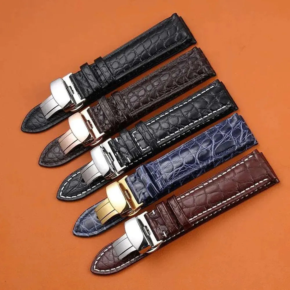 Genuine Crocodile Leather Watch Strap 12–22mm – Butterfly Clasp-Watch Bands-VivaStraps-Viva Timepiece