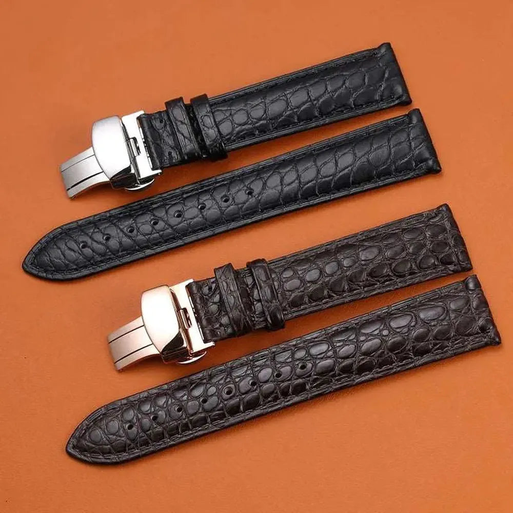 Genuine Crocodile Leather Watch Strap 12–22mm – Butterfly Clasp-Watch Bands-VivaStraps-Viva Timepiece