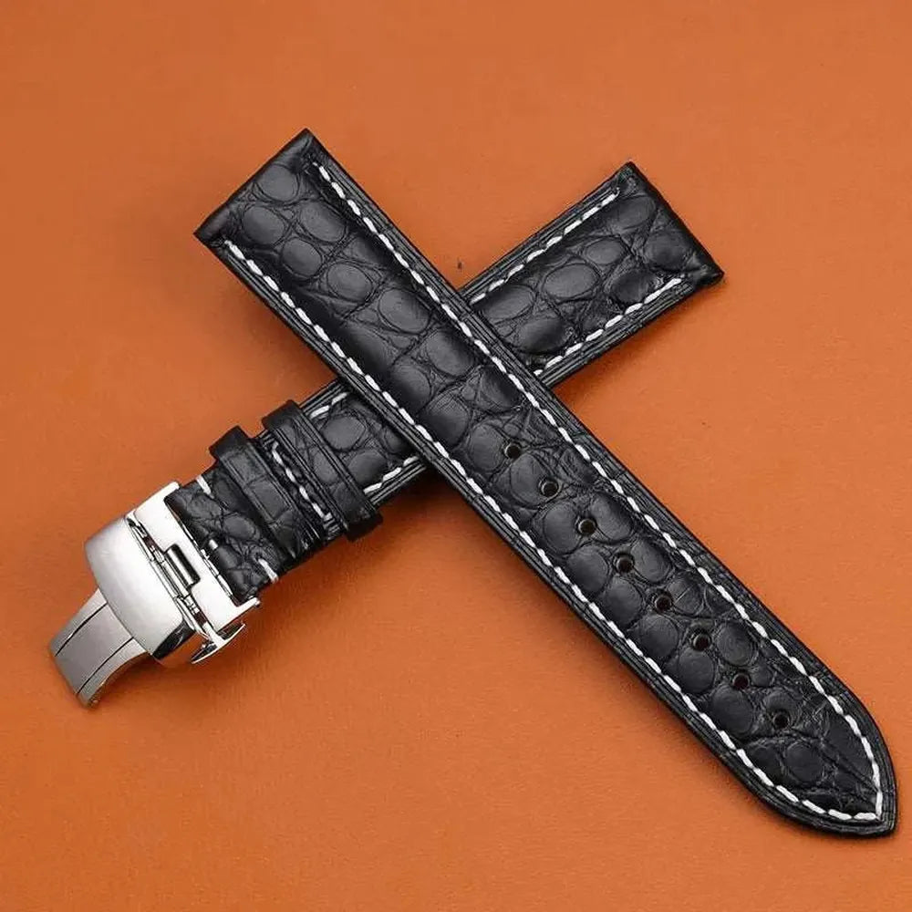 Genuine Crocodile Leather Watch Strap 12–22mm – Butterfly Clasp-Watch Bands-VivaStraps-Viva Timepiece