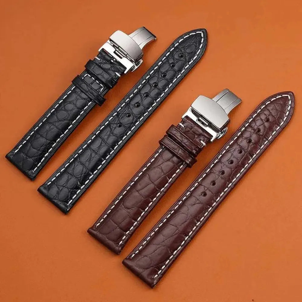 Genuine Crocodile Leather Watch Strap 12–22mm – Butterfly Clasp-Watch Bands-VivaStraps-Viva Timepiece