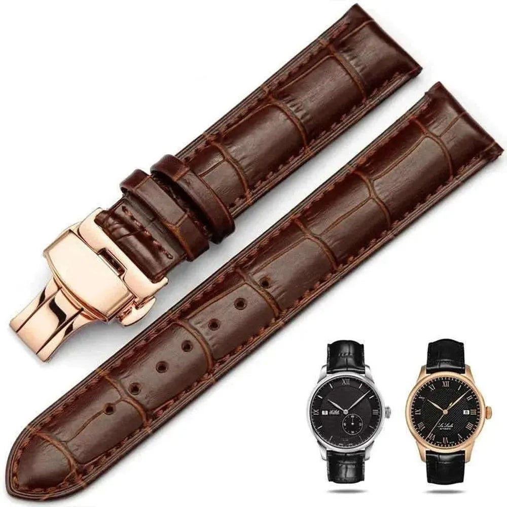 Genuine Leather Watch Strap with Butterfly Clasp – 14mm to 24mm-VivaStraps-Viva Timepiece