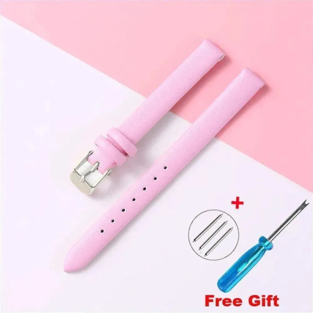 Genuine Leather Strap with Silver, Rose Gold Buckle – 16mm/ 18mm / 20mm / 22mm-VivaStraps-Viva Timepiece