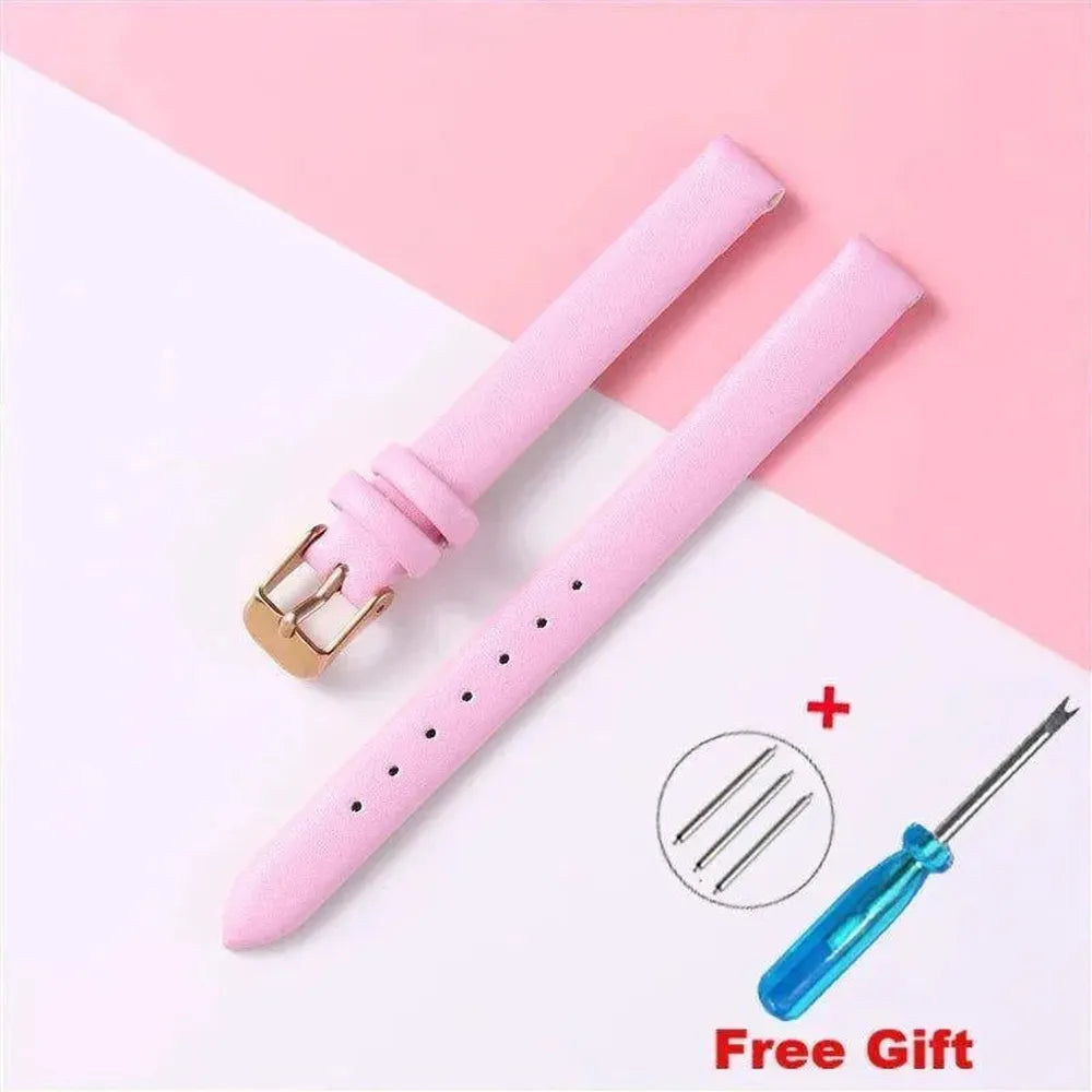 Genuine Leather Strap with Silver, Rose Gold Buckle – 16mm/ 18mm / 20mm / 22mm-VivaStraps-Viva Timepiece