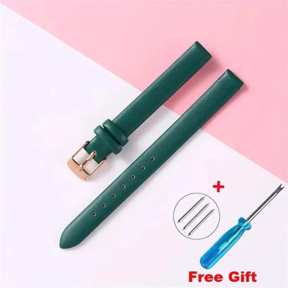 Genuine Leather Strap with Silver, Rose Gold Buckle – 16mm/ 18mm / 20mm / 22mm-VivaStraps-Viva Timepiece