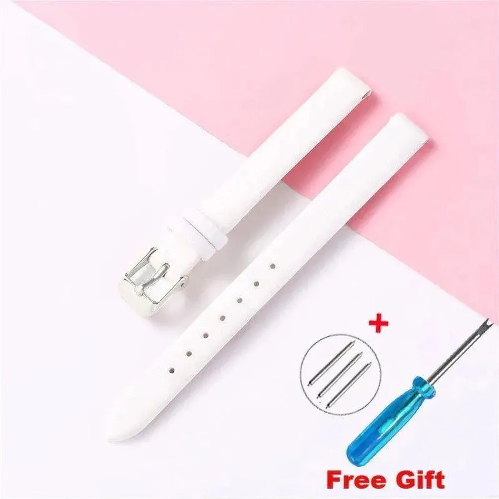 Genuine Leather Strap with Silver, Rose Gold Buckle – 16mm/ 18mm / 20mm / 22mm-VivaStraps-Viva Timepiece