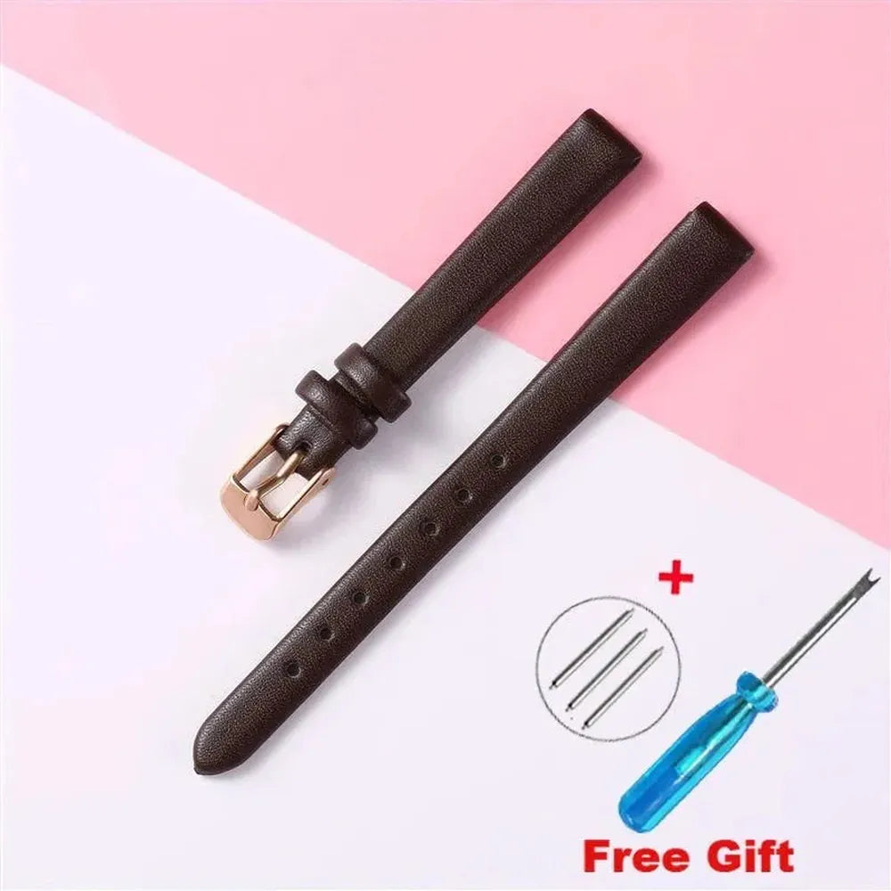 Genuine Leather Strap with Silver, Rose Gold Buckle – 16mm/ 18mm / 20mm / 22mm-VivaStraps-Viva Timepiece