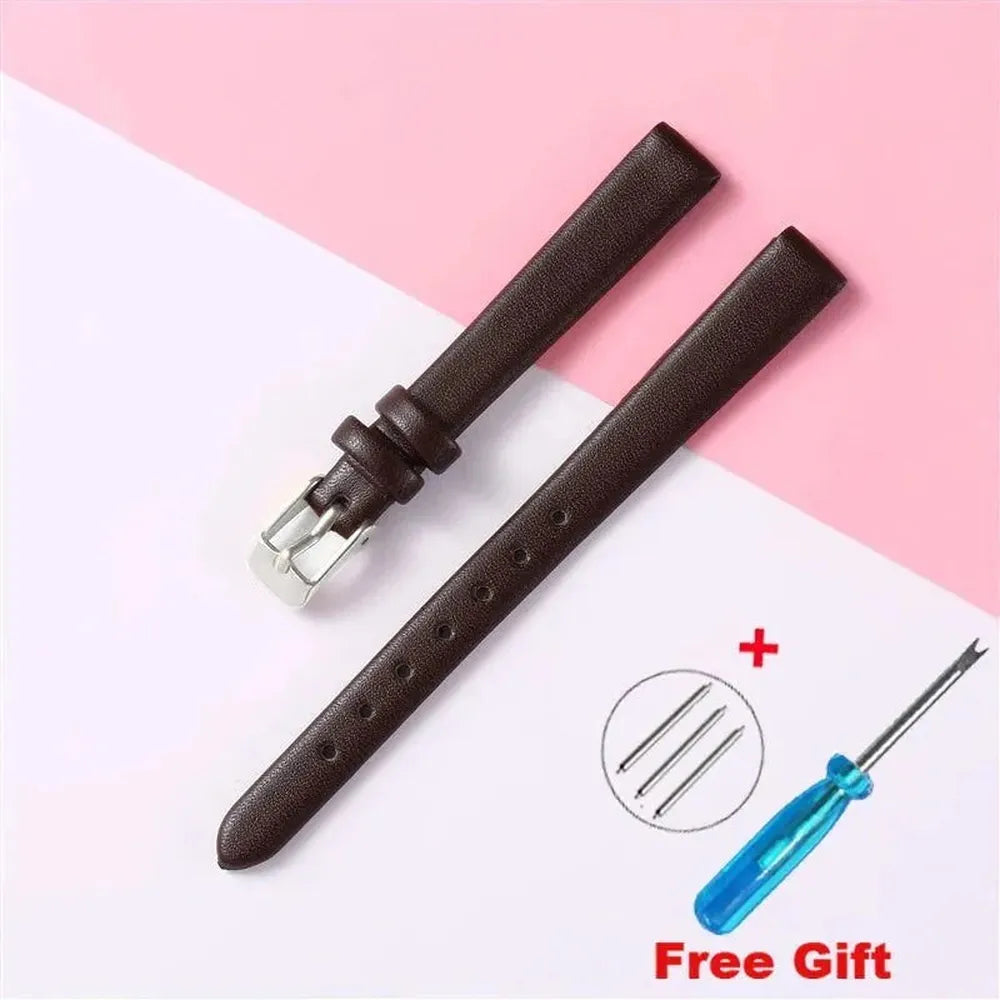 Genuine Leather Strap with Silver, Rose Gold Buckle – 16mm/ 18mm / 20mm / 22mm-VivaStraps-Viva Timepiece