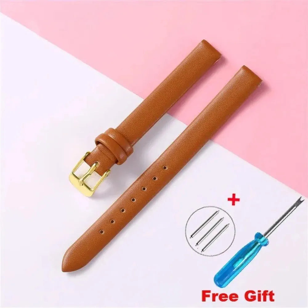 Genuine Leather Strap with Silver, Rose Gold Buckle – 16mm/ 18mm / 20mm / 22mm-VivaStraps-Viva Timepiece