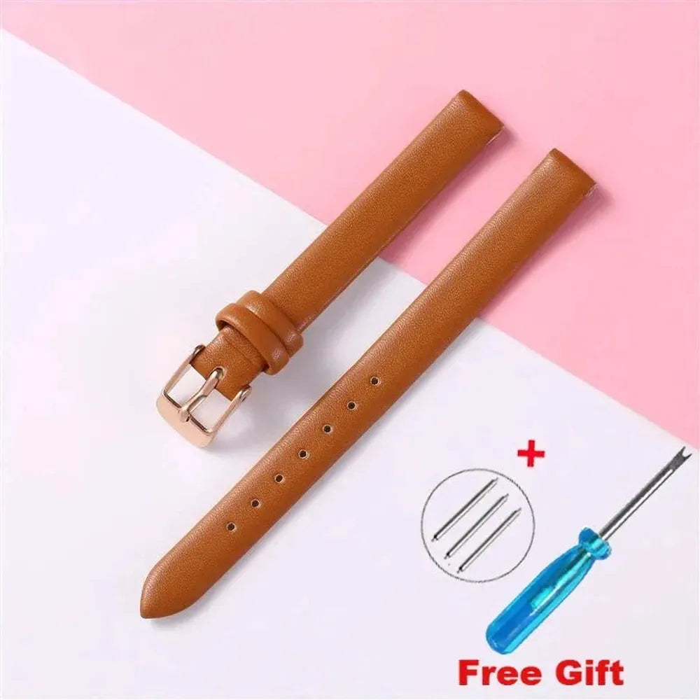 Genuine Leather Strap with Silver, Rose Gold Buckle – 16mm/ 18mm / 20mm / 22mm-VivaStraps-Viva Timepiece