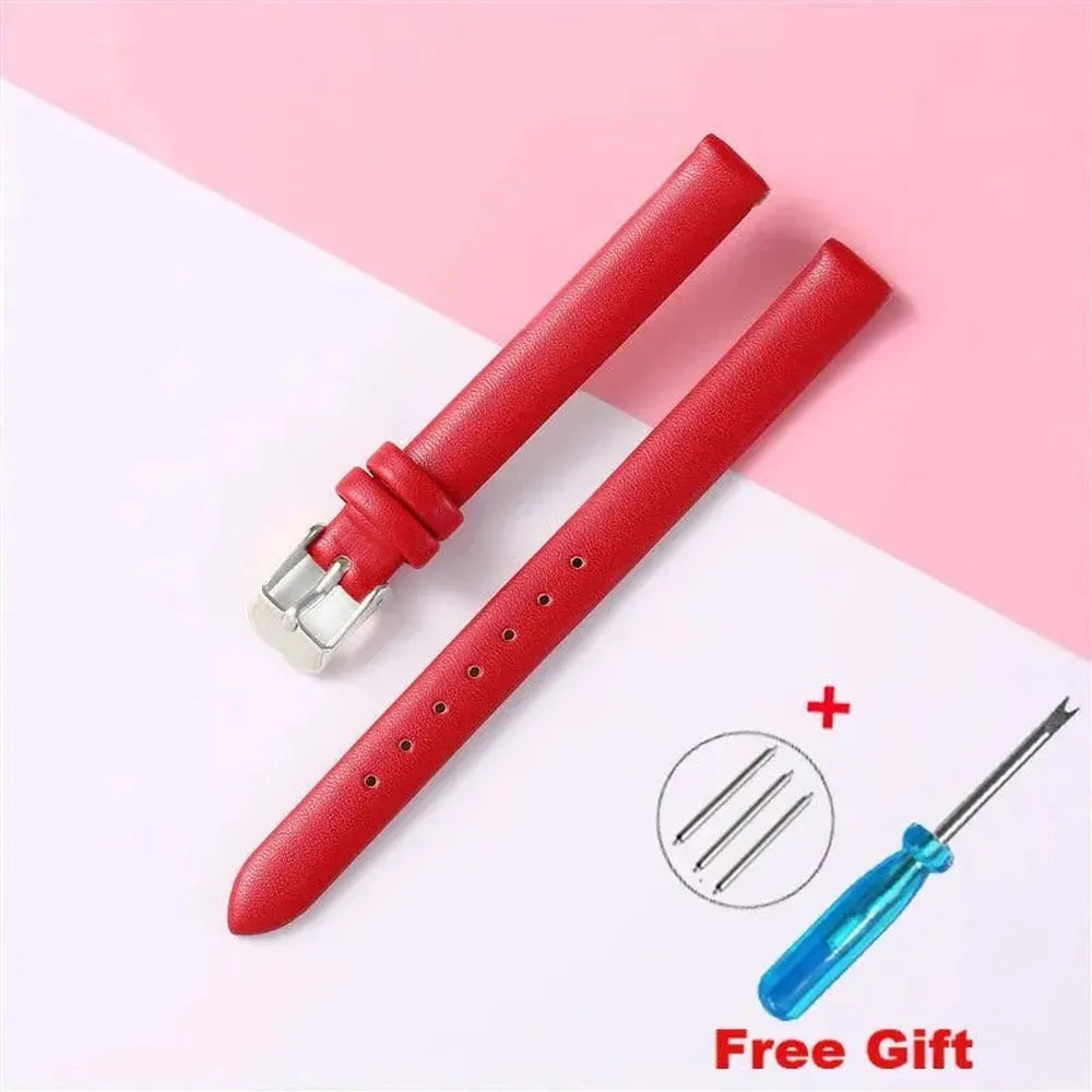 Genuine Leather Strap with Silver, Rose Gold Buckle – 16mm/ 18mm / 20mm / 22mm-VivaStraps-Viva Timepiece