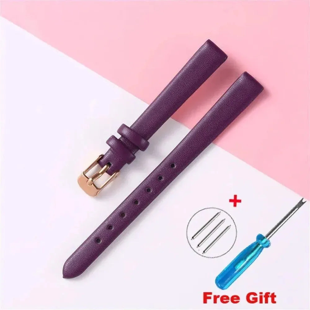 Genuine Leather Strap with Silver, Rose Gold Buckle – 16mm/ 18mm / 20mm / 22mm-VivaStraps-Viva Timepiece