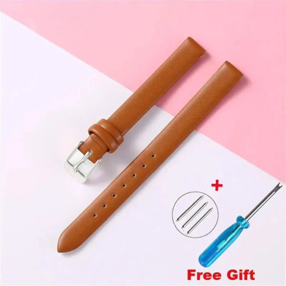 Genuine Leather Strap with Silver, Rose Gold Buckle – 16mm/ 18mm / 20mm / 22mm-VivaStraps-Viva Timepiece