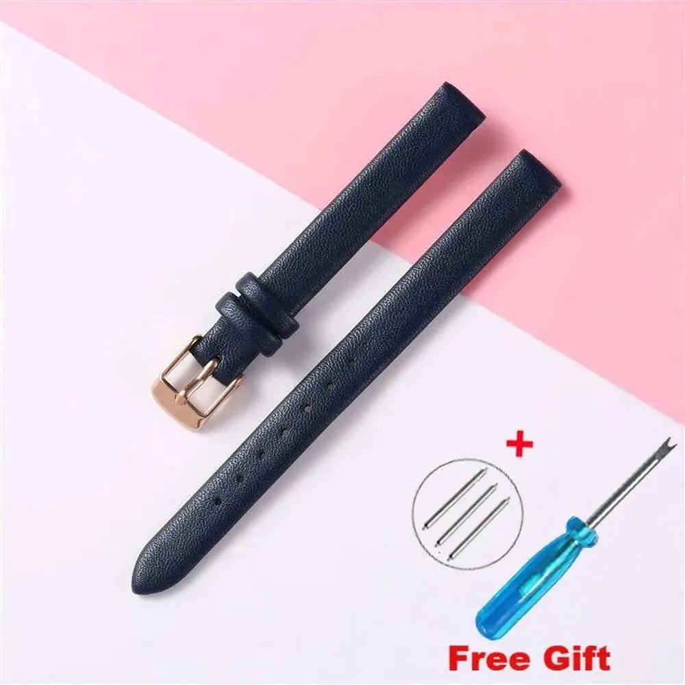 Genuine Leather Strap with Silver, Rose Gold Buckle – 16mm/ 18mm / 20mm / 22mm-VivaStraps-Viva Timepiece