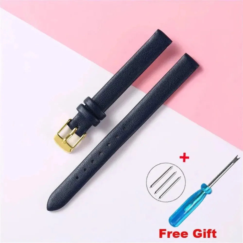 Genuine Leather Strap with Silver, Rose Gold Buckle – 16mm/ 18mm / 20mm / 22mm-VivaStraps-Viva Timepiece