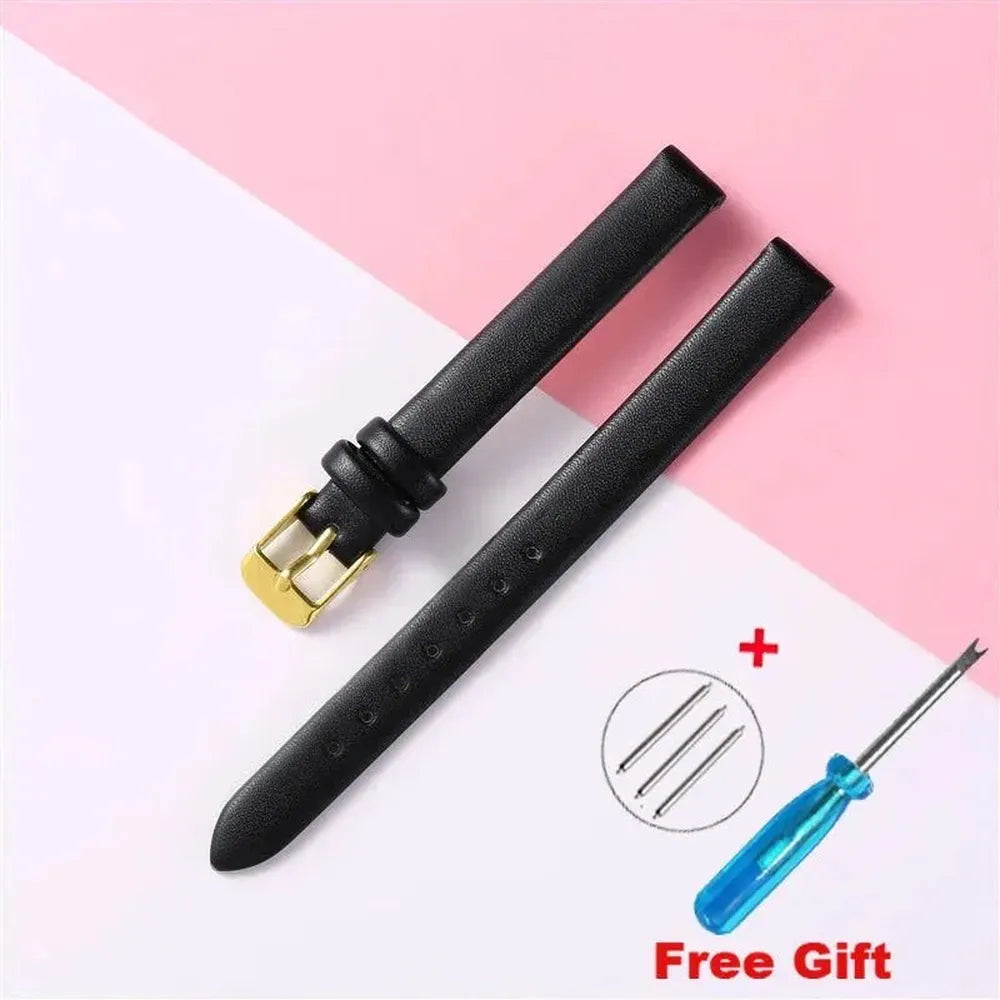 Genuine Leather Strap with Silver, Rose Gold Buckle – 16mm/ 18mm / 20mm / 22mm-VivaStraps-Viva Timepiece