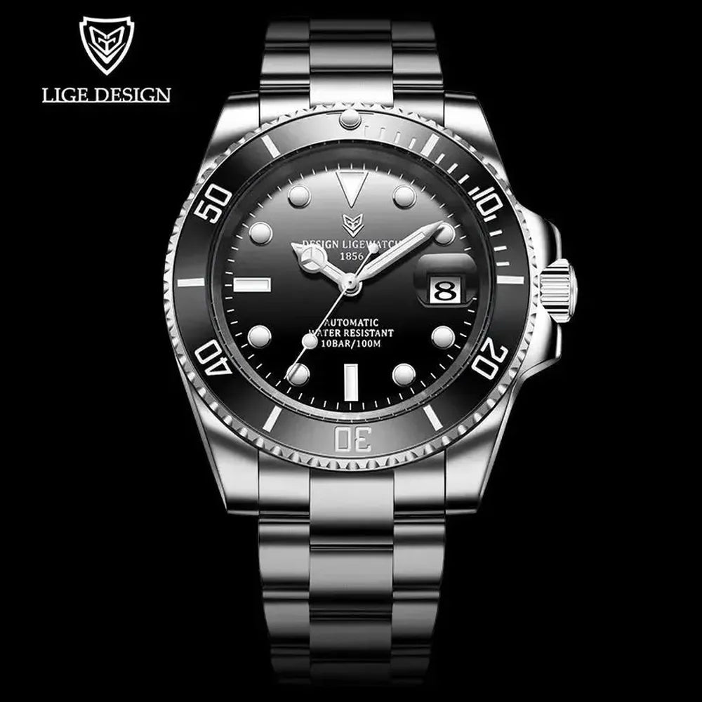 LIGE 41mm Automatic Diver Watch – Sapphire Crystal, Ceramic Bezel-LIGE-Viva Timepiece