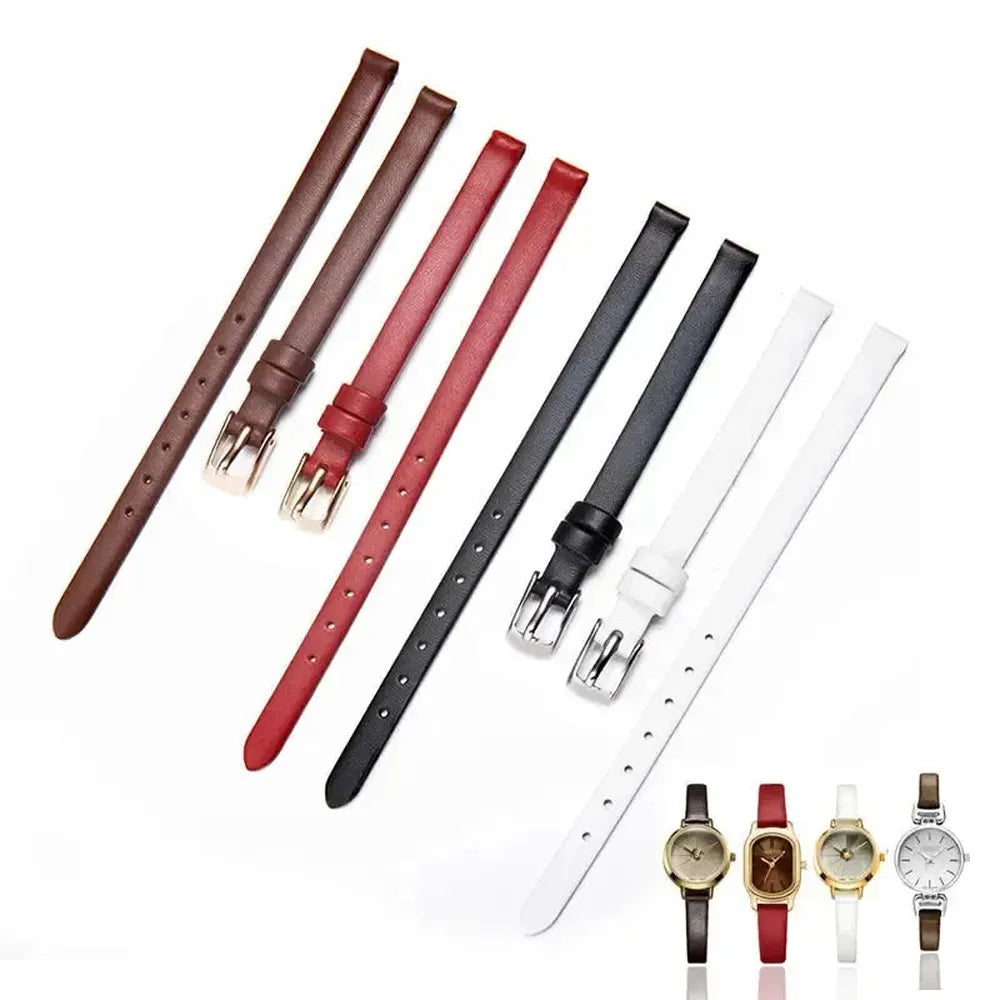 Women’s Slim Leather Watch Strap – 6mm 8mm 10mm 12mm-Straptique-Viva Timepiece