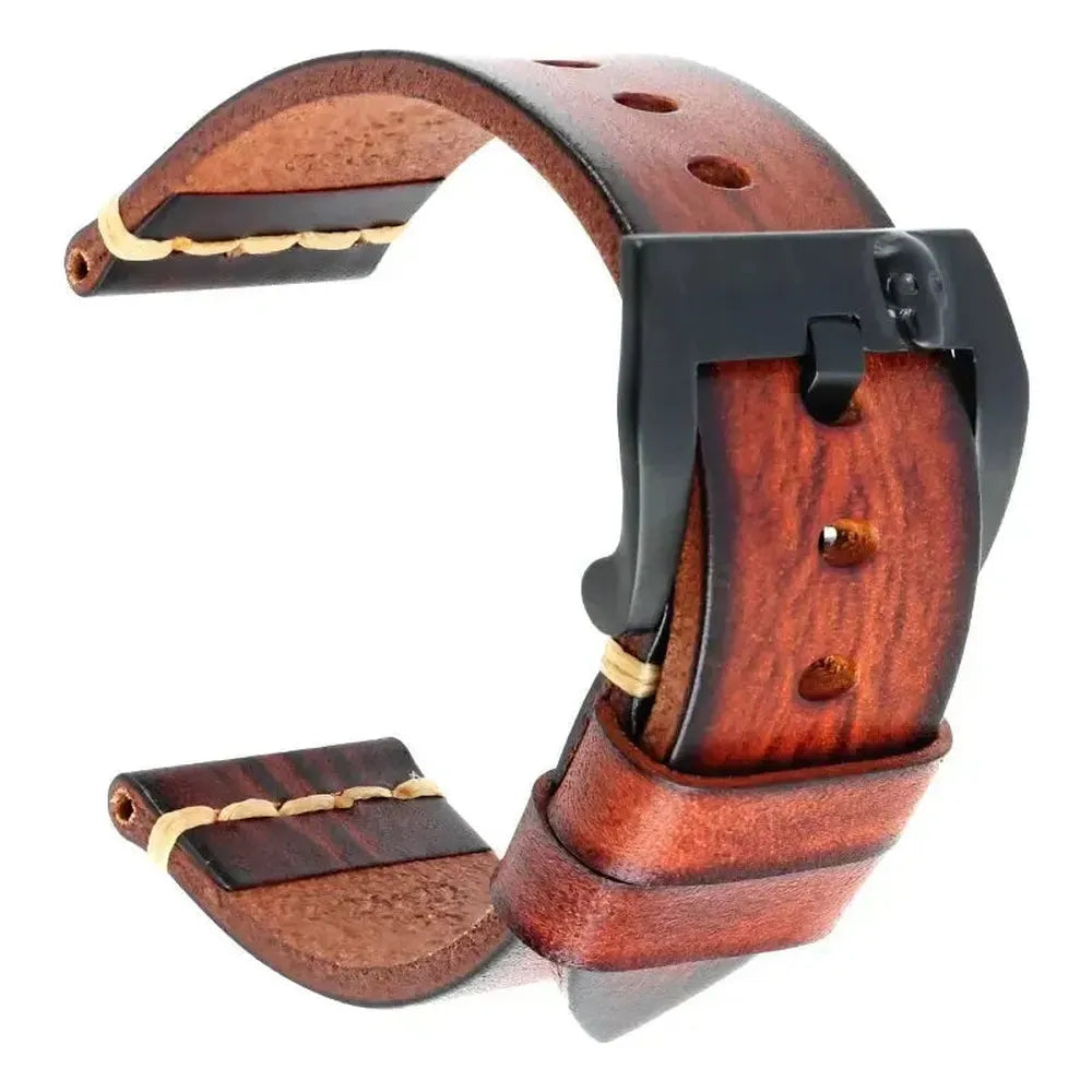 Handmade Italian Leather Watch Strap – Vintage Cowhide Band with Pin Buckle (22mm–26mm)-Straptique-Viva Timepiece