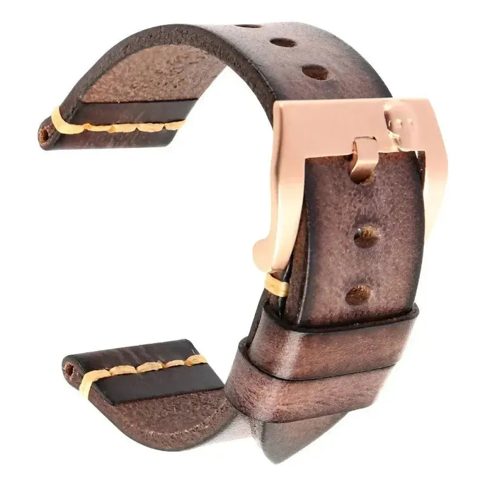 Handmade Italian Leather Watch Strap – Vintage Cowhide Band with Pin Buckle (18mm–21mm)-Straptique-Viva Timepiece