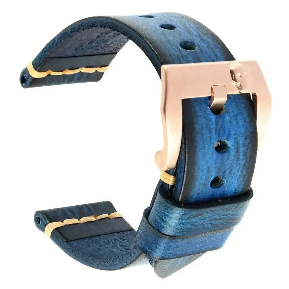 Handmade Italian Leather Watch Strap – Vintage Cowhide Band with Pin Buckle (22mm–26mm)-Straptique-Viva Timepiece