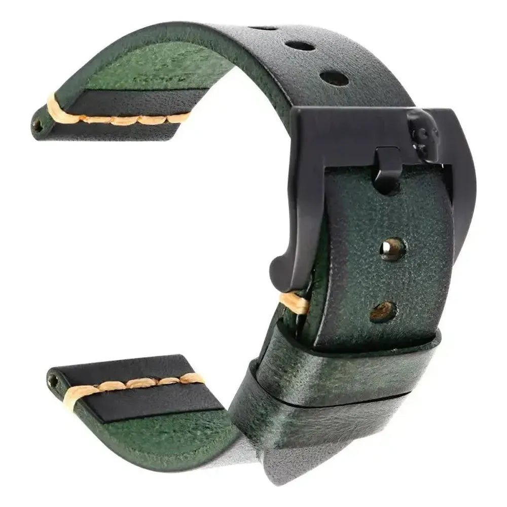 Handmade Italian Leather Watch Strap – Vintage Cowhide Band with Pin Buckle (18mm–21mm)-Straptique-Viva Timepiece