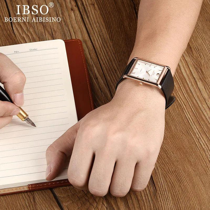 IBSO Men's Rectangle Ultra-thin Quartz Wallet Watches Set - Watches - Viva Timepiece