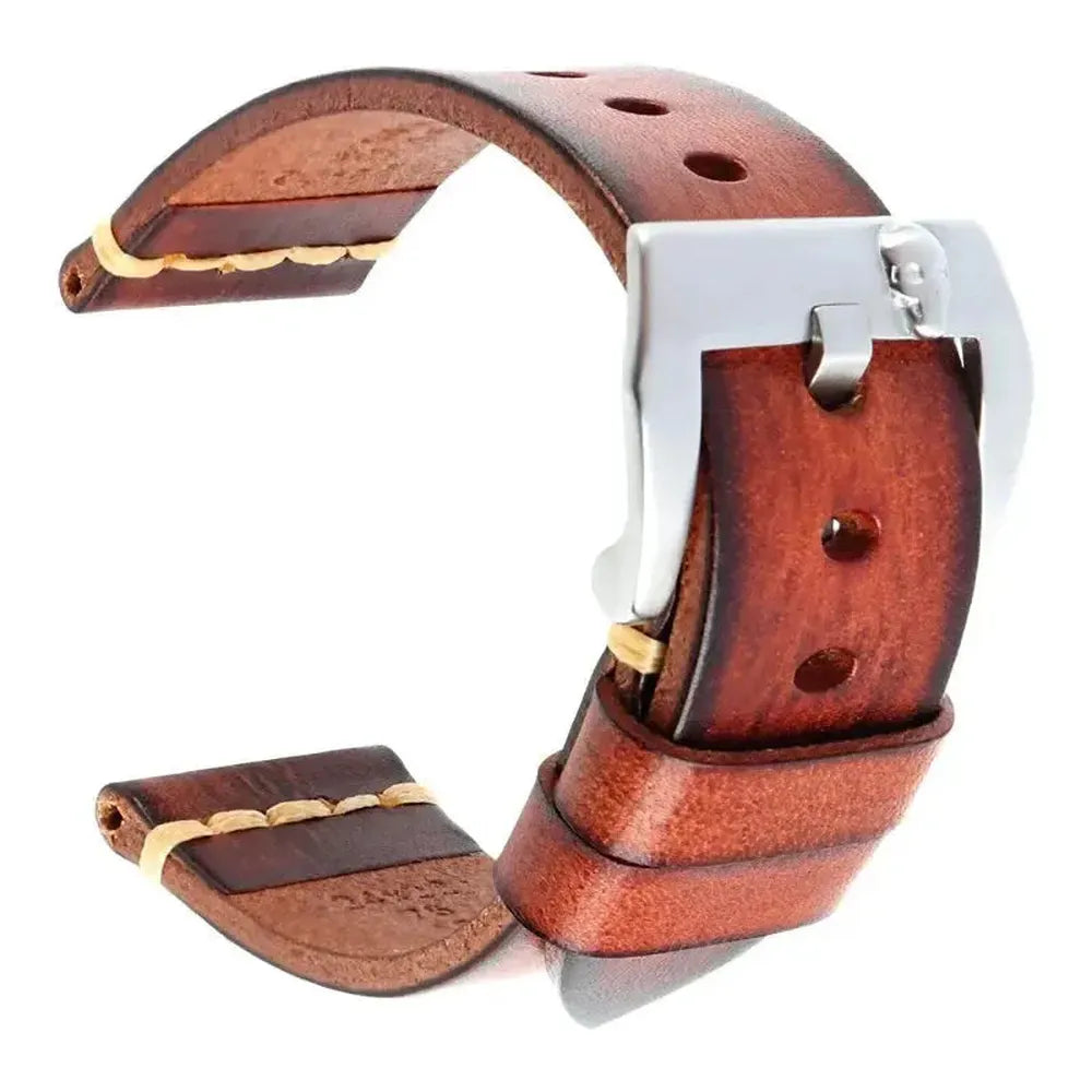 Handmade Italian Leather Watch Strap – Vintage Cowhide Band with Pin Buckle (18mm–21mm)-Straptique-Viva Timepiece
