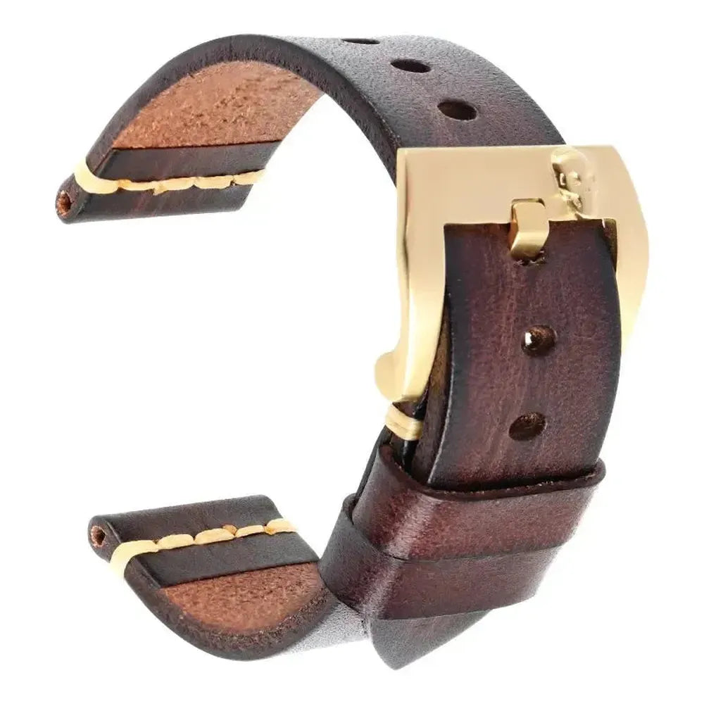 Handmade Italian Leather Watch Strap – Vintage Cowhide Band with Pin Buckle (22mm–26mm)-Straptique-Viva Timepiece