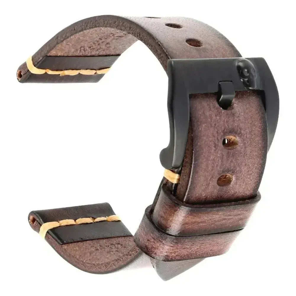 Handmade Italian Leather Watch Strap – Vintage Cowhide Band with Pin Buckle (22mm–26mm)-Straptique-Viva Timepiece