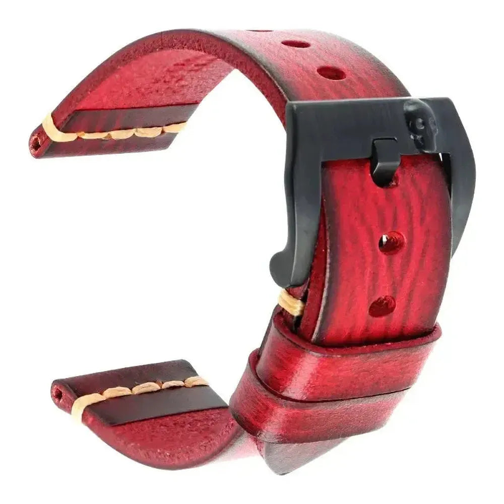 Handmade Italian Leather Watch Strap – Vintage Cowhide Band with Pin Buckle (22mm–26mm)-Straptique-Viva Timepiece