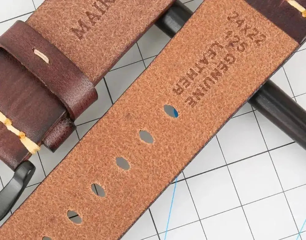 Handmade Italian Leather Watch Strap – Vintage Cowhide Band with Pin Buckle (22mm–26mm)-Straptique-Viva Timepiece