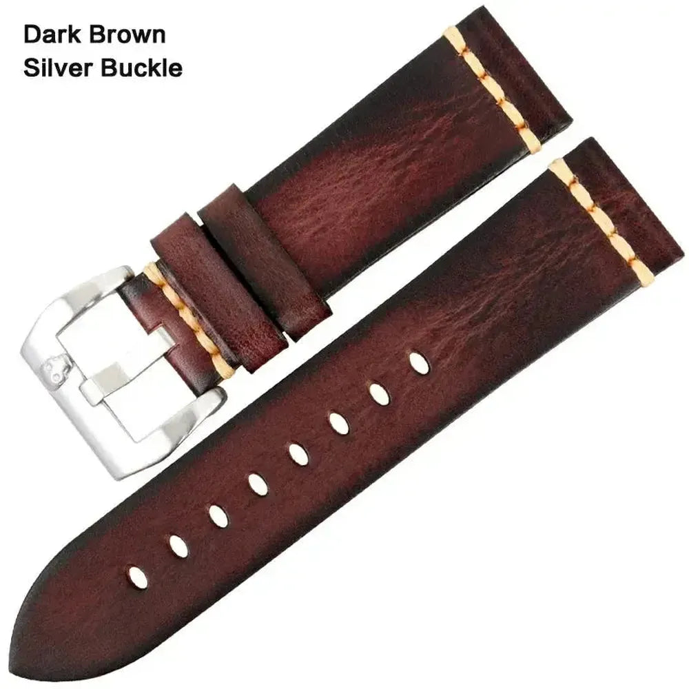Handmade Genuine Leather Watch Strap – Vintage Cowhide Band 18-26mm-Straptique-Viva Timepiece