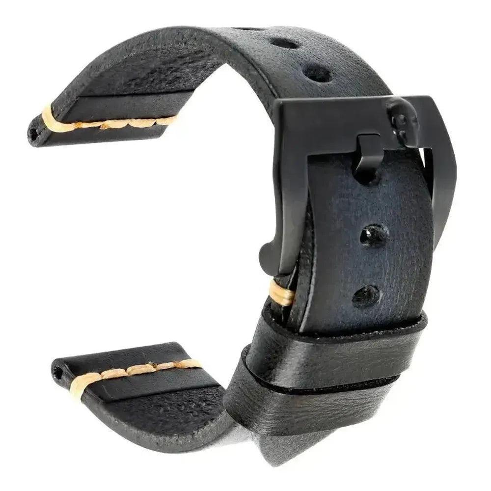 Handmade Italian Leather Watch Strap – Vintage Cowhide Band with Pin Buckle (18mm–21mm)-Straptique-Viva Timepiece