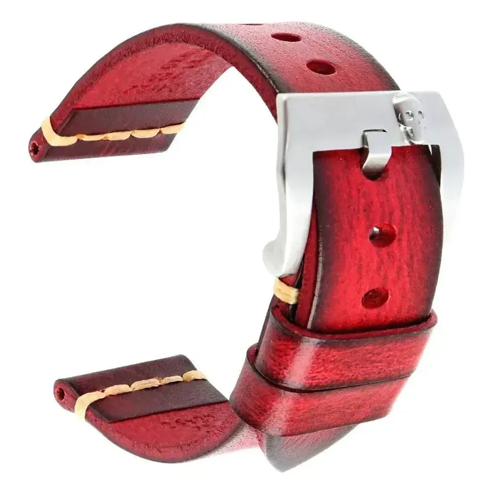 Handmade Italian Leather Watch Strap – Vintage Cowhide Band with Pin Buckle (18mm–21mm)-Straptique-Viva Timepiece