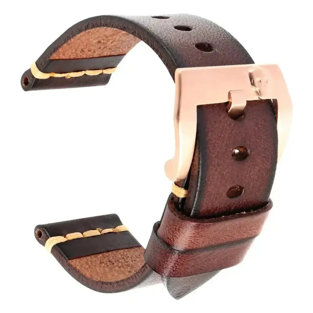 Handmade Italian Leather Watch Strap – Vintage Cowhide Band with Pin Buckle (22mm–26mm)-Straptique-Viva Timepiece