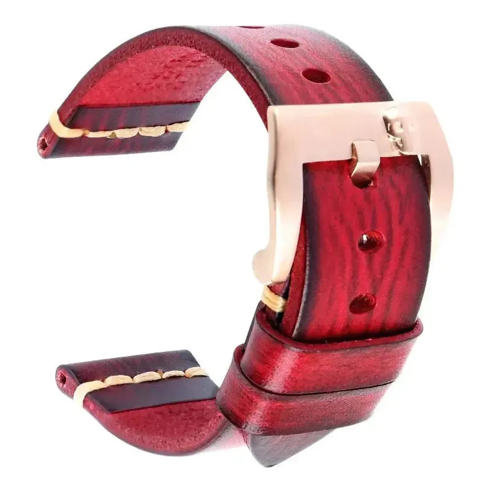 Handmade Italian Leather Watch Strap – Vintage Cowhide Band with Pin Buckle (18mm–21mm)-Straptique-Viva Timepiece