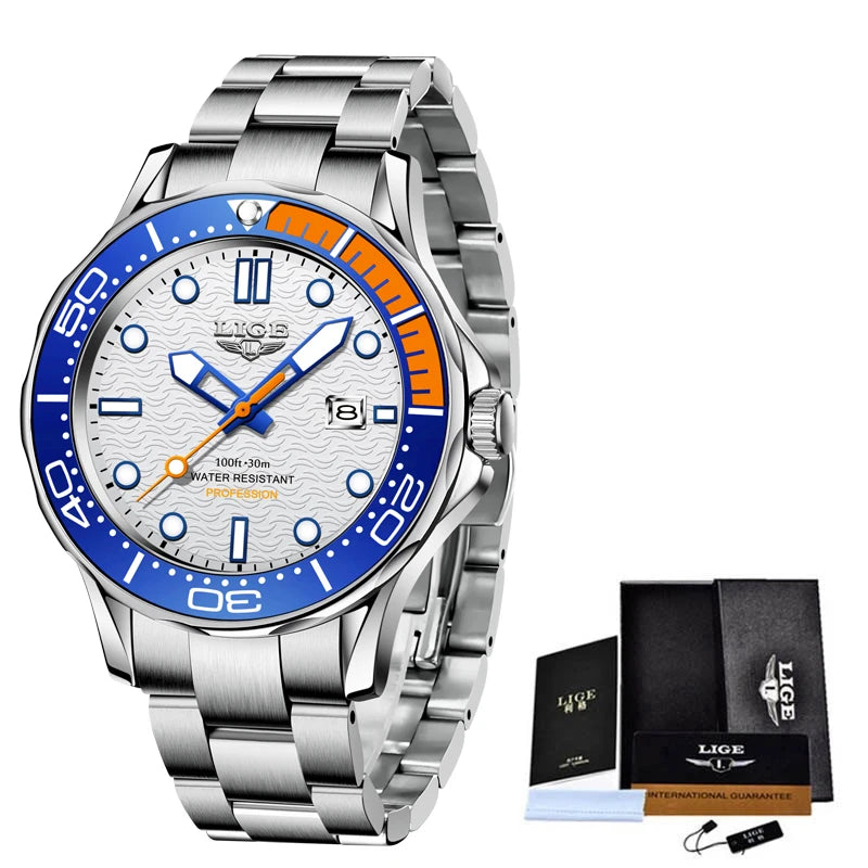 LIGE 8936 Men's Quartz Sport Watch – 3BAR Luminous Date