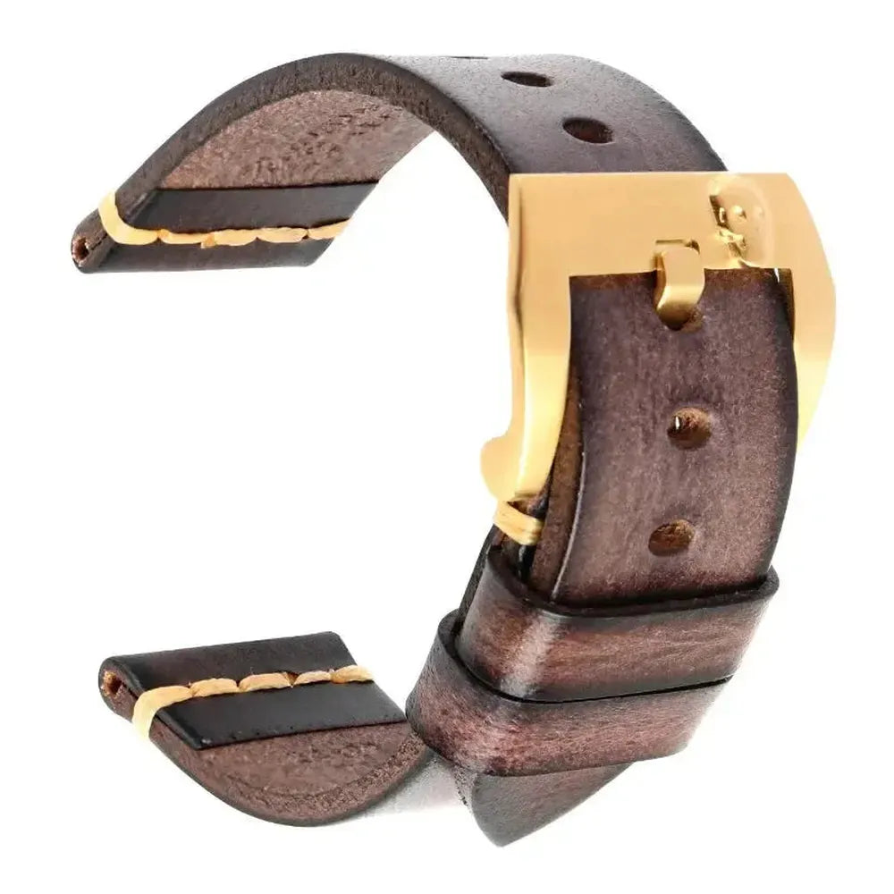 Handmade Italian Leather Watch Strap – Vintage Cowhide Band with Pin Buckle (18mm–21mm)-Straptique-Viva Timepiece