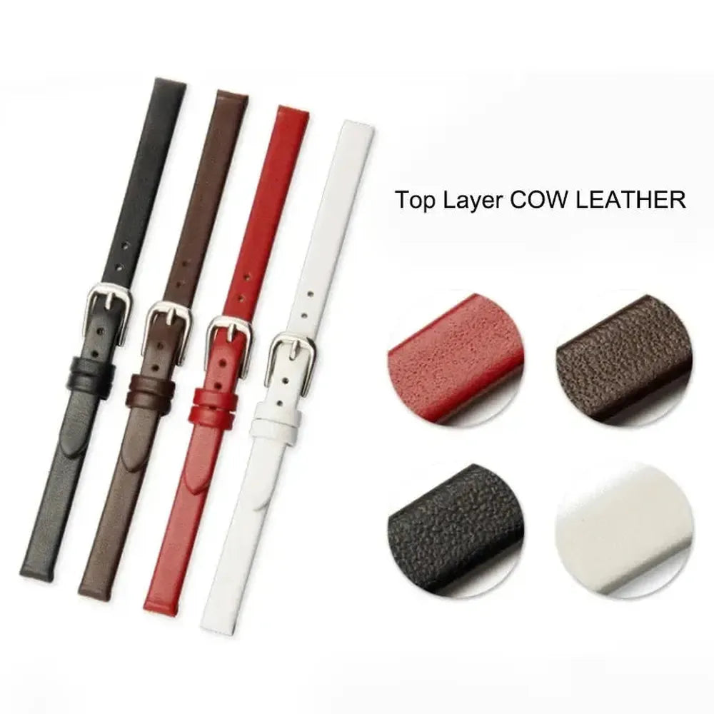 Women’s Slim Leather Watch Strap – 6mm 8mm 10mm 12mm-Straptique-Viva Timepiece