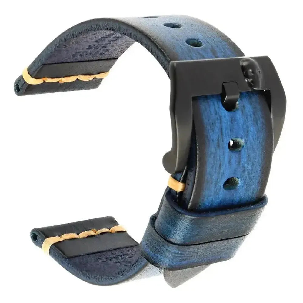 Handmade Italian Leather Watch Strap – Vintage Cowhide Band with Pin Buckle (18mm–21mm)-Straptique-Viva Timepiece