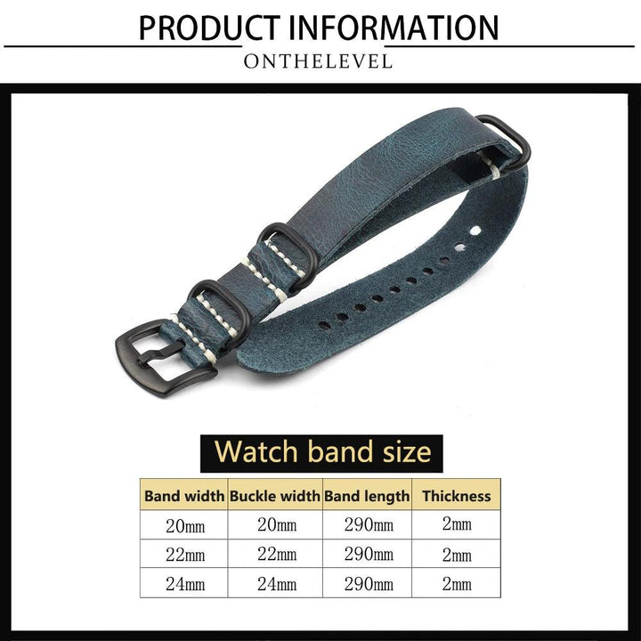 KZL029O Cowhide Genuine Leather Zulu Strap Replacement Watch Bands - Watch Accessories - Viva Timepiece