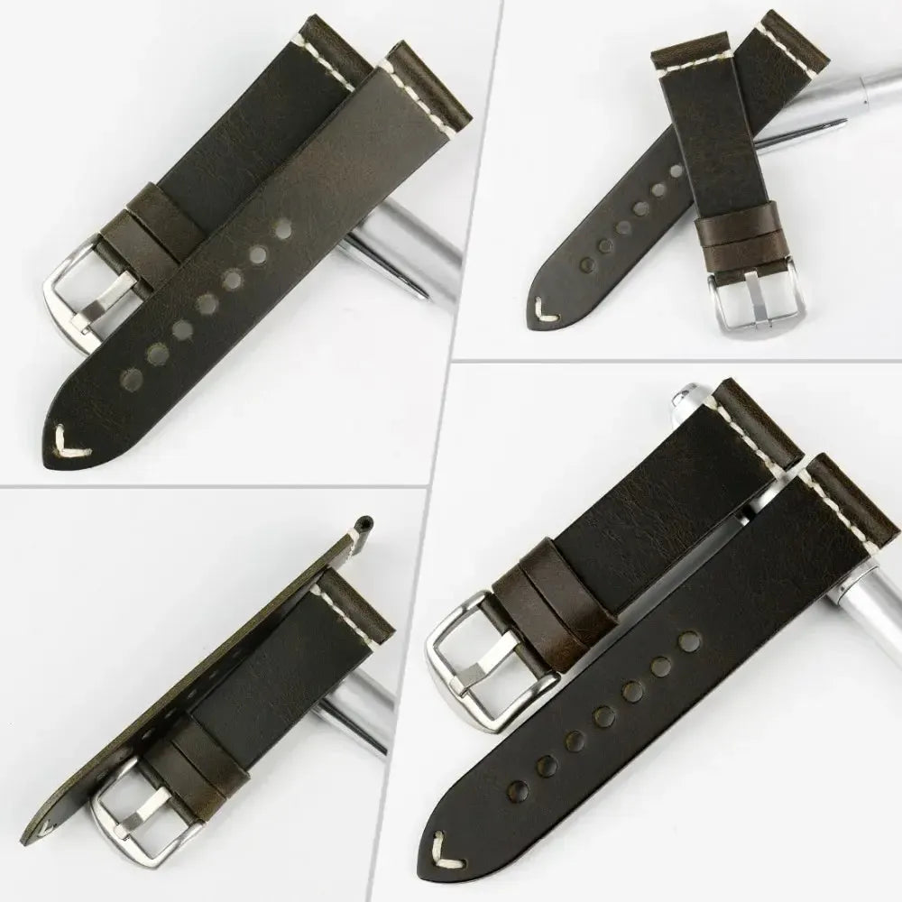 Oil Wax Genuine Leather Watch Strap – Vintage Cowhide Band 20mm 22mm 24mm-Straptique-Viva Timepiece